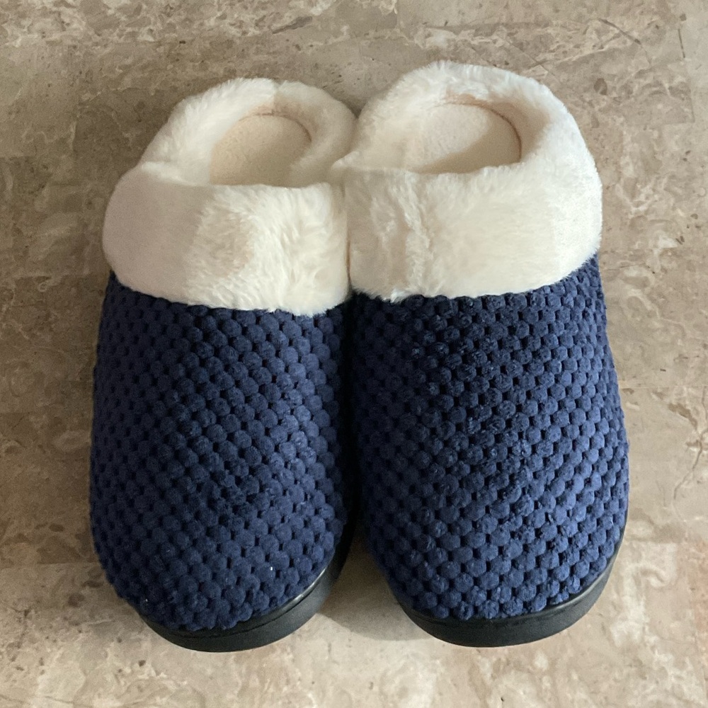 Cozy Blue and White Slippers Size 11